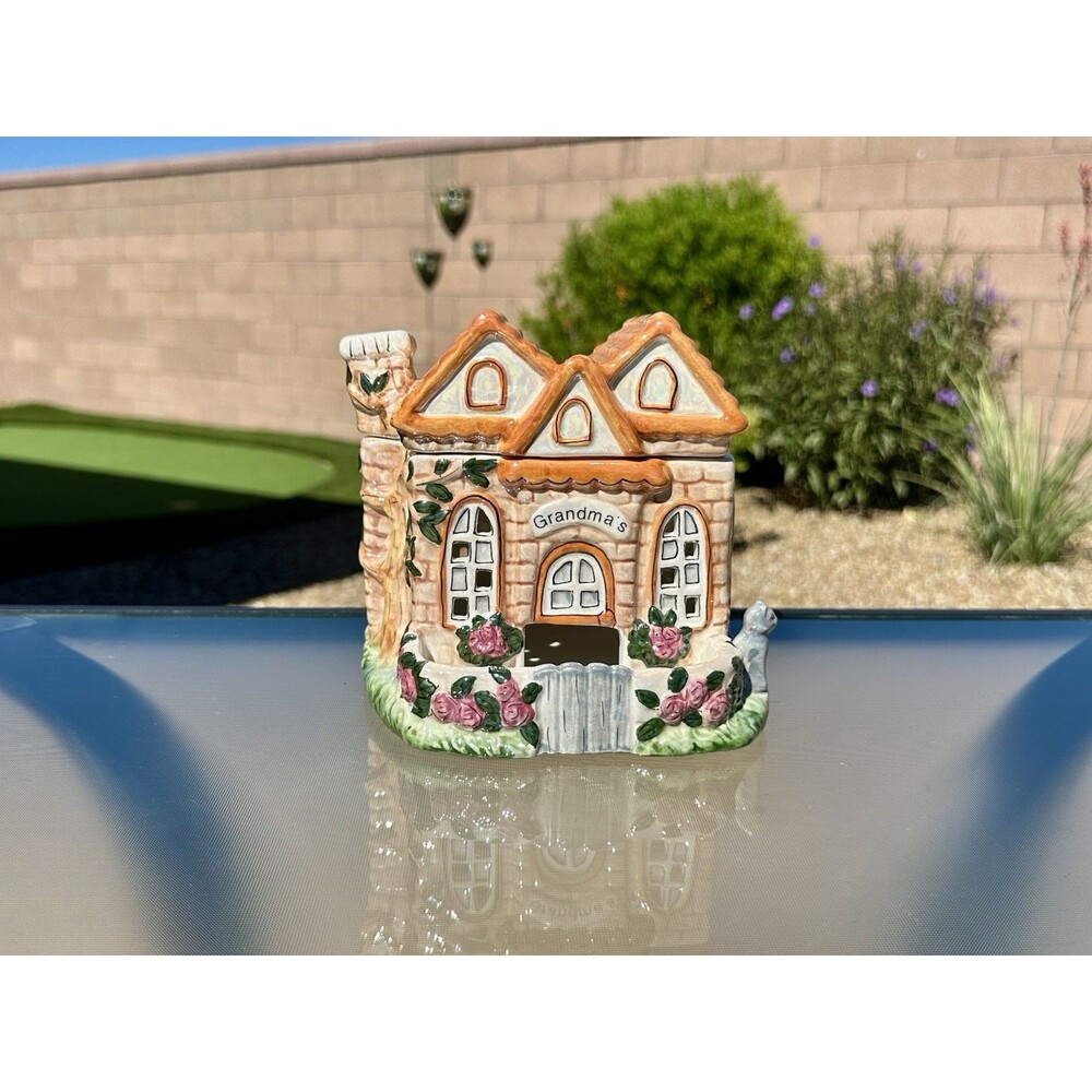 Rare Vintage 2004 Lefton Grandmas House People Treater Snack Candy Dish Jar Lid
